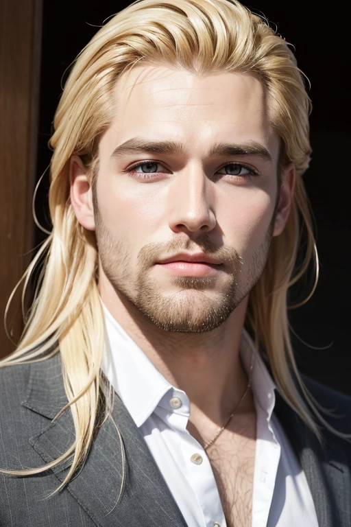 Create an image of a handsome man, with blond hair and blond beard