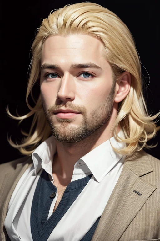 Create an image of a handsome man, with blond hair and blond beard