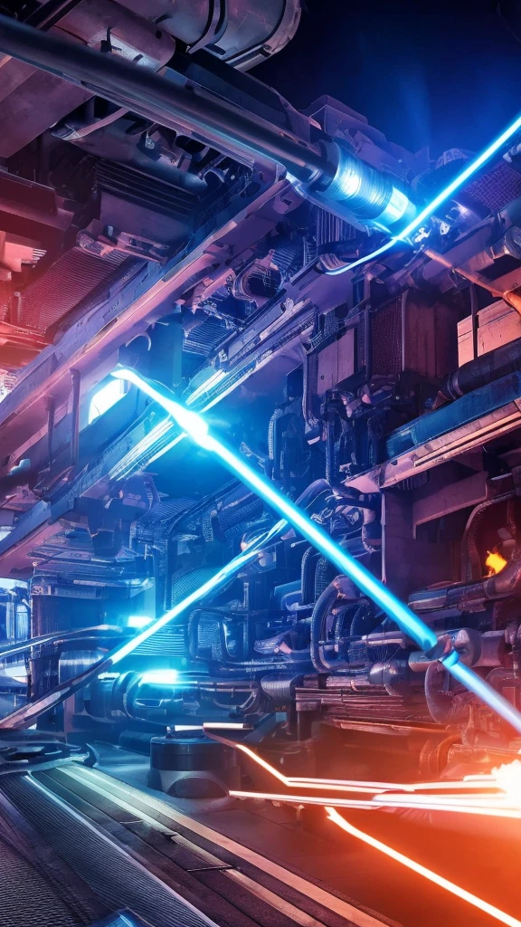 a futuristic sci-fi barrel, highly detailed, intricate machinery, glowing blue energy core, sleek metallic surfaces, complex technological components, steam vents, industrial cyberpunk aesthetic, dramatic lighting, cinematic composition, photorealistic, 8k, masterpiece