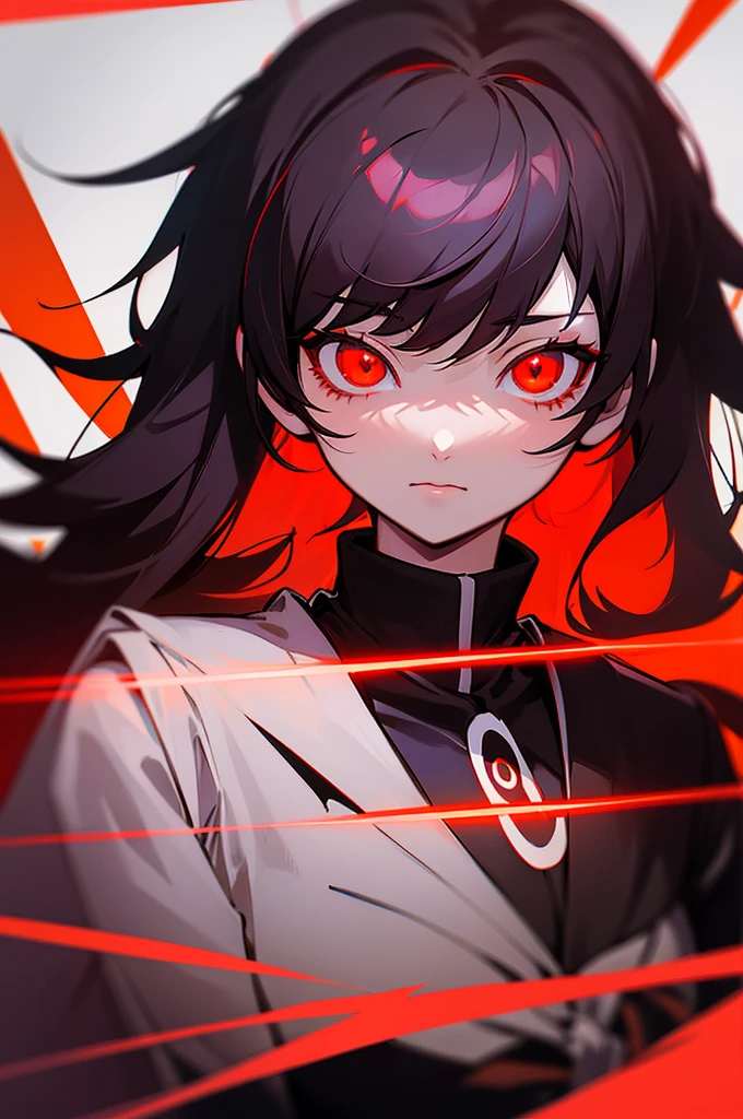 Black hair red eyes anime girl, akane owari danganronpa, ilya kuvshinov with long hair, anime moe art style, with red glowing eyes, portrait gapmoe yandere grimdark, author:Hosomura Kane, anime art style, High Quality Anime Art Style, with glowing red eyes, Yandere. Tall