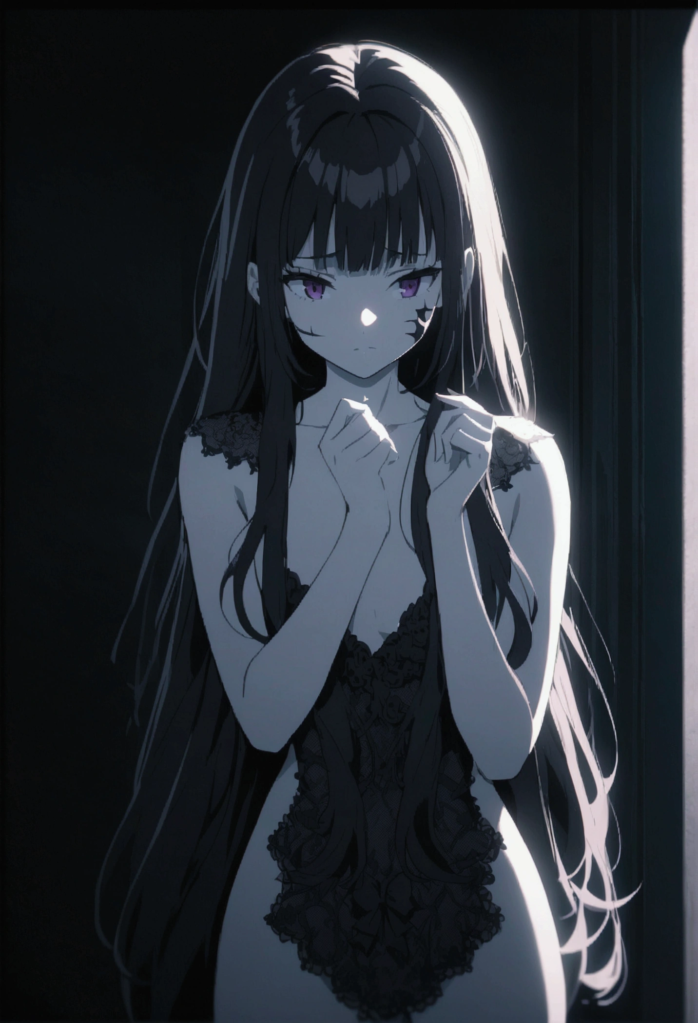 spirit photography、In the camera frame、Ghost photos、ghost、Midsummer、picture、Horror、occult、fear、Creepy、Nipples、Girl、Girl、Short、Younger、Lower school year、Baby Face、flat chest、Both eyes open、smile、Dynamic Angle、masterpiece、best quality、ultra-detail、ectoplasm