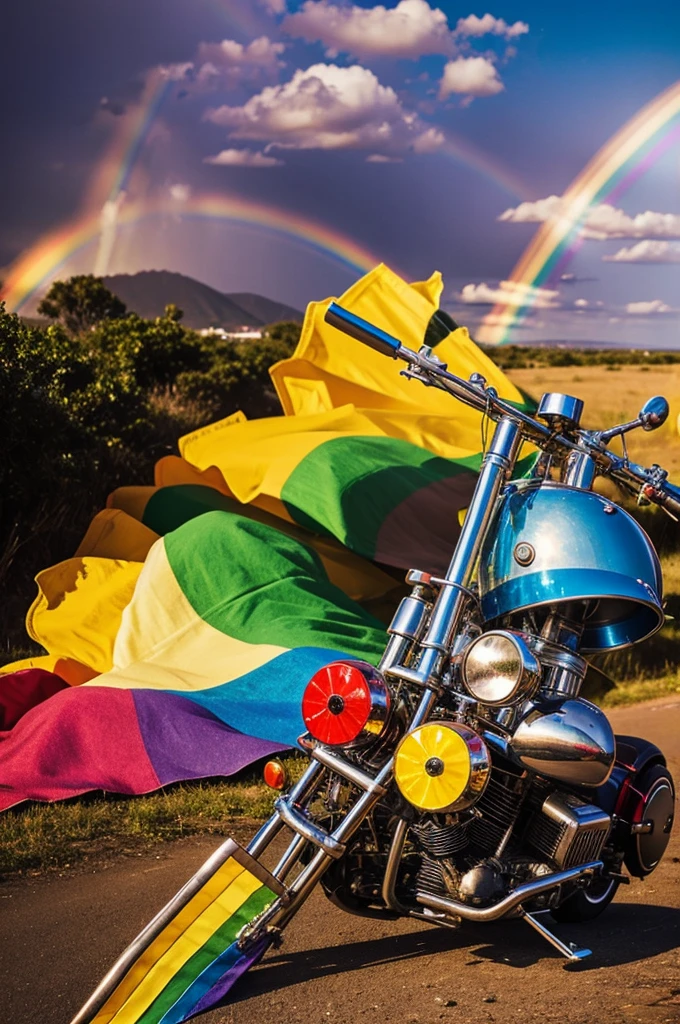 Chopper eathing candies in rainbow