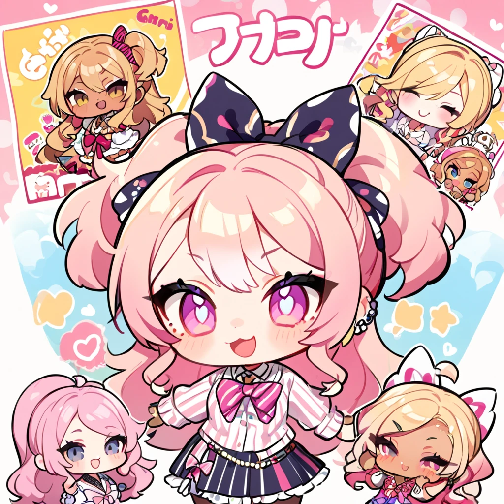 1 chibi girl, gyaru girl , chibi poster, cute kawaii poster