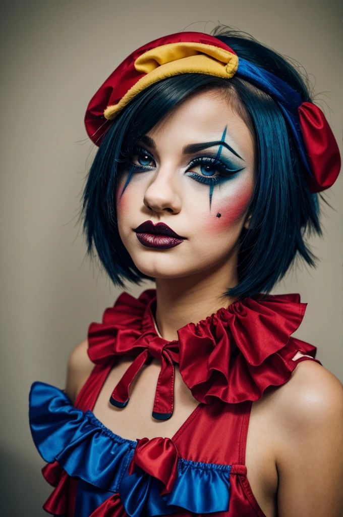 An emo duckling with clown makeup 