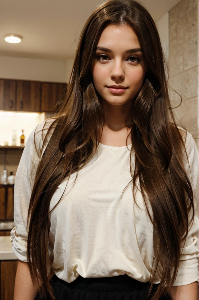 Beautiful girl with long brown hair