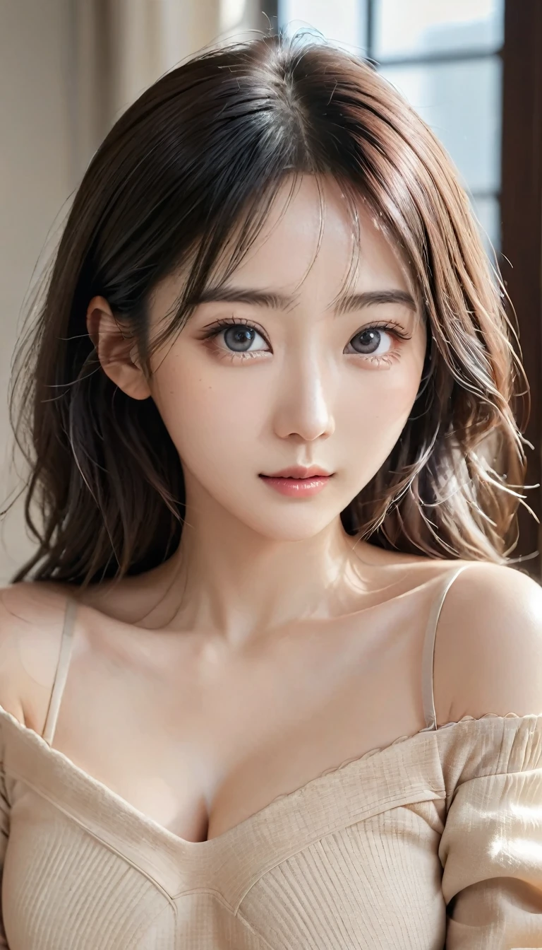 You are a professional photographer。masterpiece、8K、Highest quality, Soft Light, Ultra-high resolution, (Realistic:1.4), RAW Photos, 30 years old 、(A full-body photo from head to toe:1.4)、One Japanese woman, alone, A very beautiful woman、(pupil, light in your eyes), Natural black eyes、Beautiful face in every detail, (Small Box),(High resolution detail of human skin texture)、Off-the-shoulder cut-and-sew top with a long skirt、Wearing high heels、housewife、(Portraiture)、