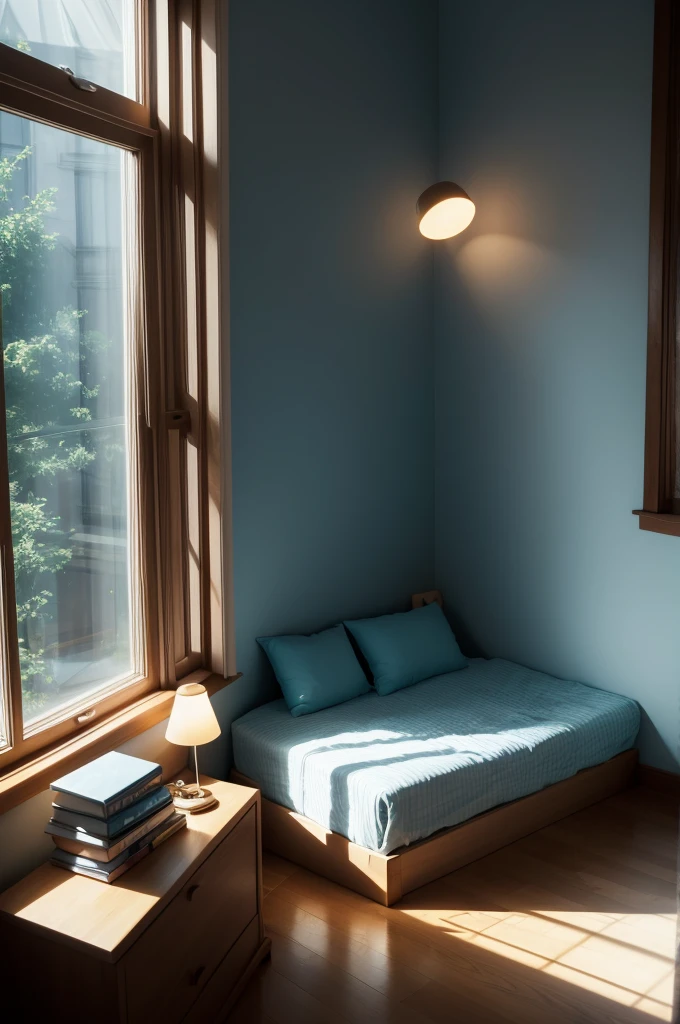  sleeping in a room with a light coming from the sky in his window pixar