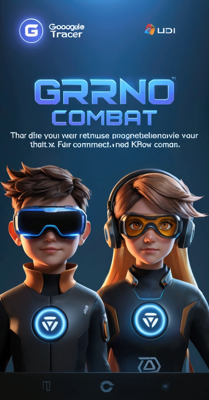 a close up of two people wearing virtual glasses and goggles, high quality character design, game promotional poster, mobile game style, high detail iconic character, tracer game character, character poster, character splash art, vr game, iconic character splash art, combat googles, uhd character details, 8 k character details, 3d characters, 3 d animated movie