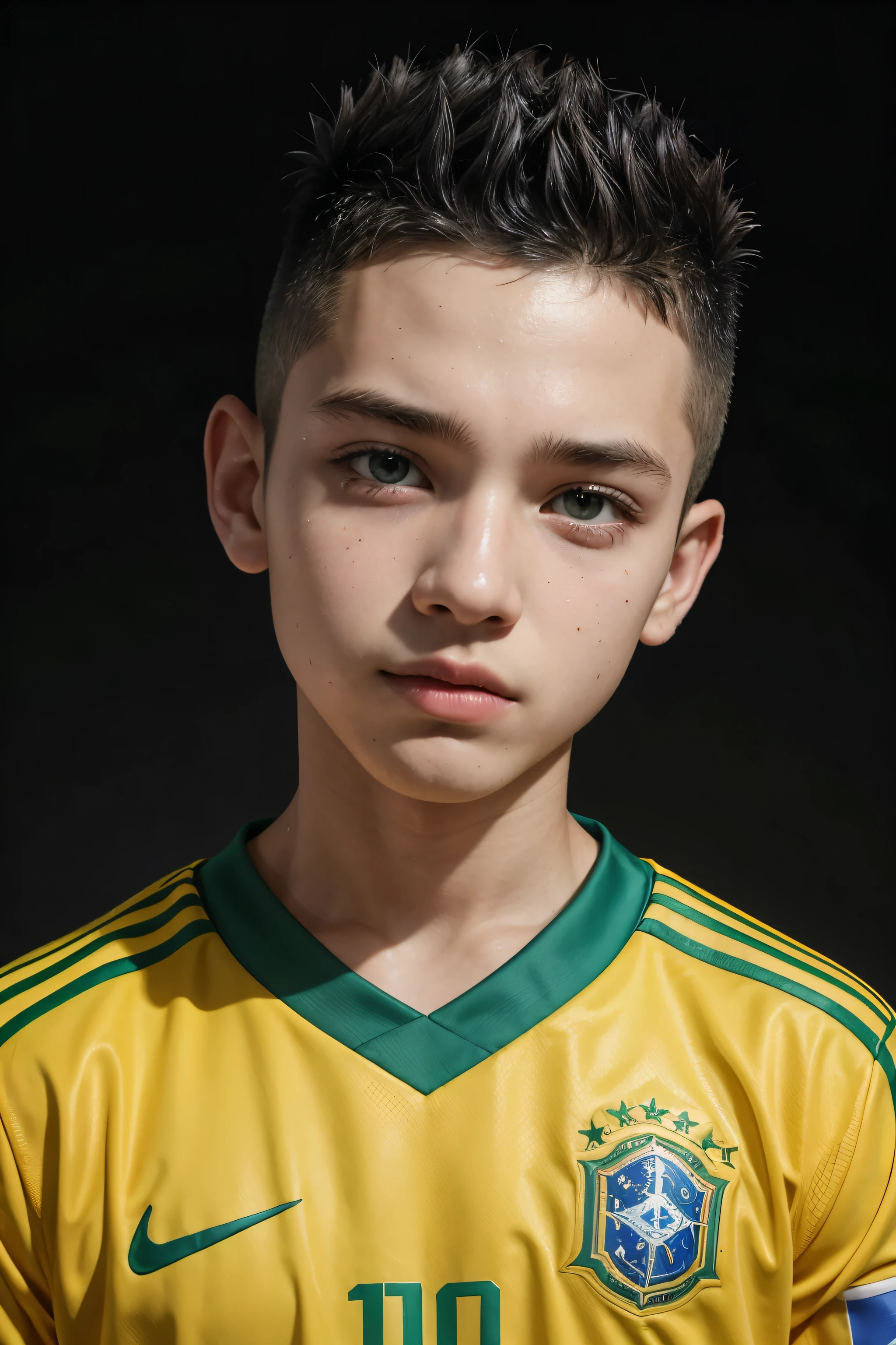 A boy mohawk cut age 15 years Brazil shirt 2018 world cup