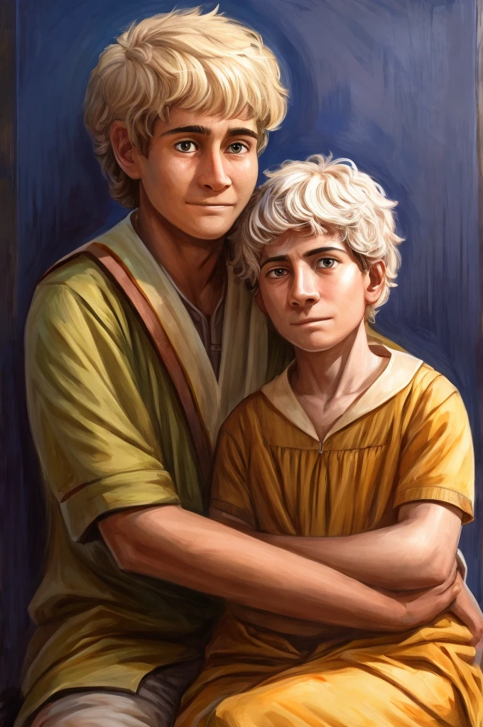 portrait of a graduated boy and his grandmother next to him