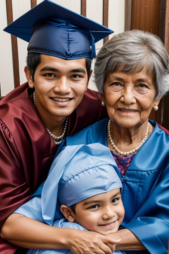 graduated boy with his grandmother