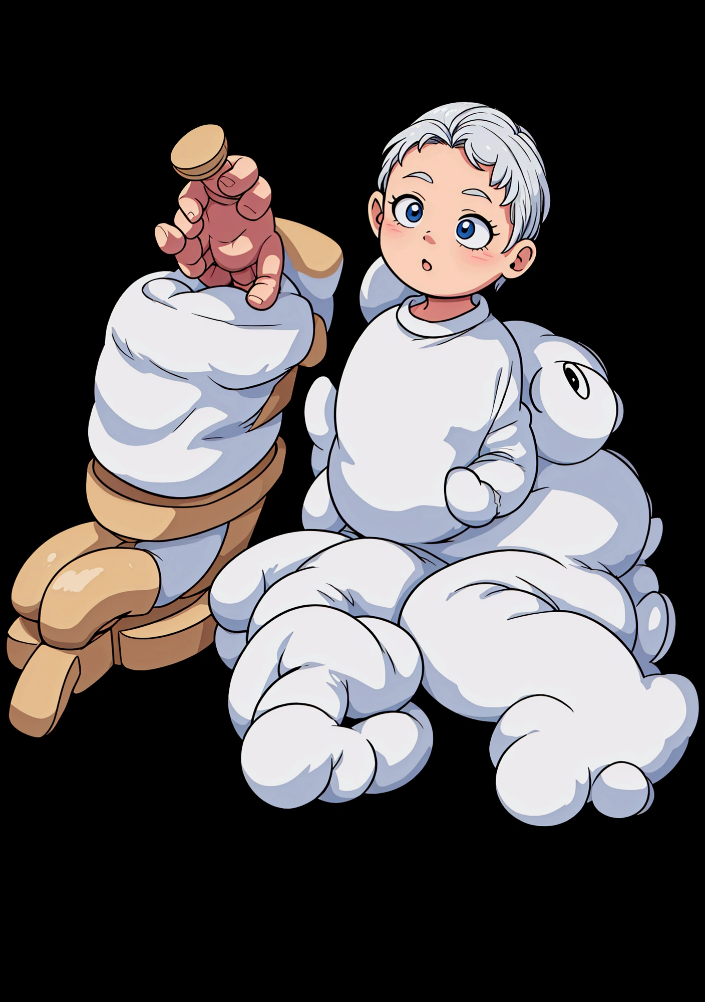 boy sitting, create cute drawing from image