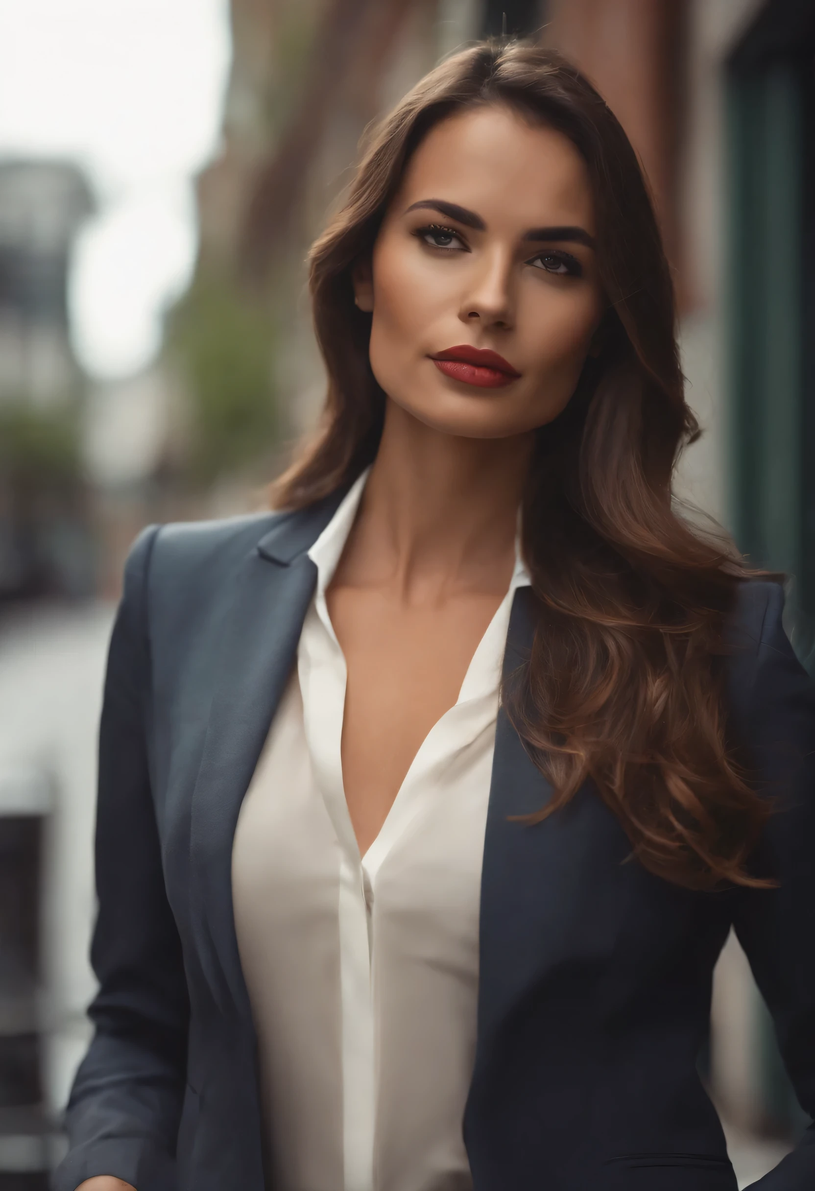 a portrait of NAKED WOMAN, Female empowerment, Sexy young businesswoman in business suit, in the style of emotionally complex, A beautiful businesswoman is in a suit.