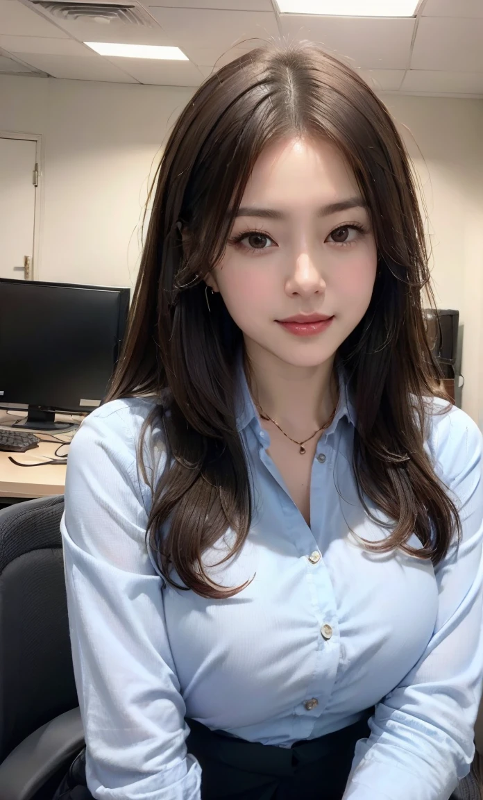 (Messy brunette hair), (Office worker), (President's office:1.3),(President's Secretary:1.3), (Huge breasts:1.2), (Cleavage), Glasses, (Office Dress:1.1), Mature Woman, Big Breasts, Beautiful Face, Professional Lighting, (Glowing Skin:0.9), high quality, (Seductive pose:1.2), Short Bob Hair, Black and blond hair, Delicate round large hoop earrings, Glassesをかけている, Perfect Hips, Beautiful long legs, High heels, She rubbed her breasts with both hands., (smile), Obscene, Put your hands behind your head