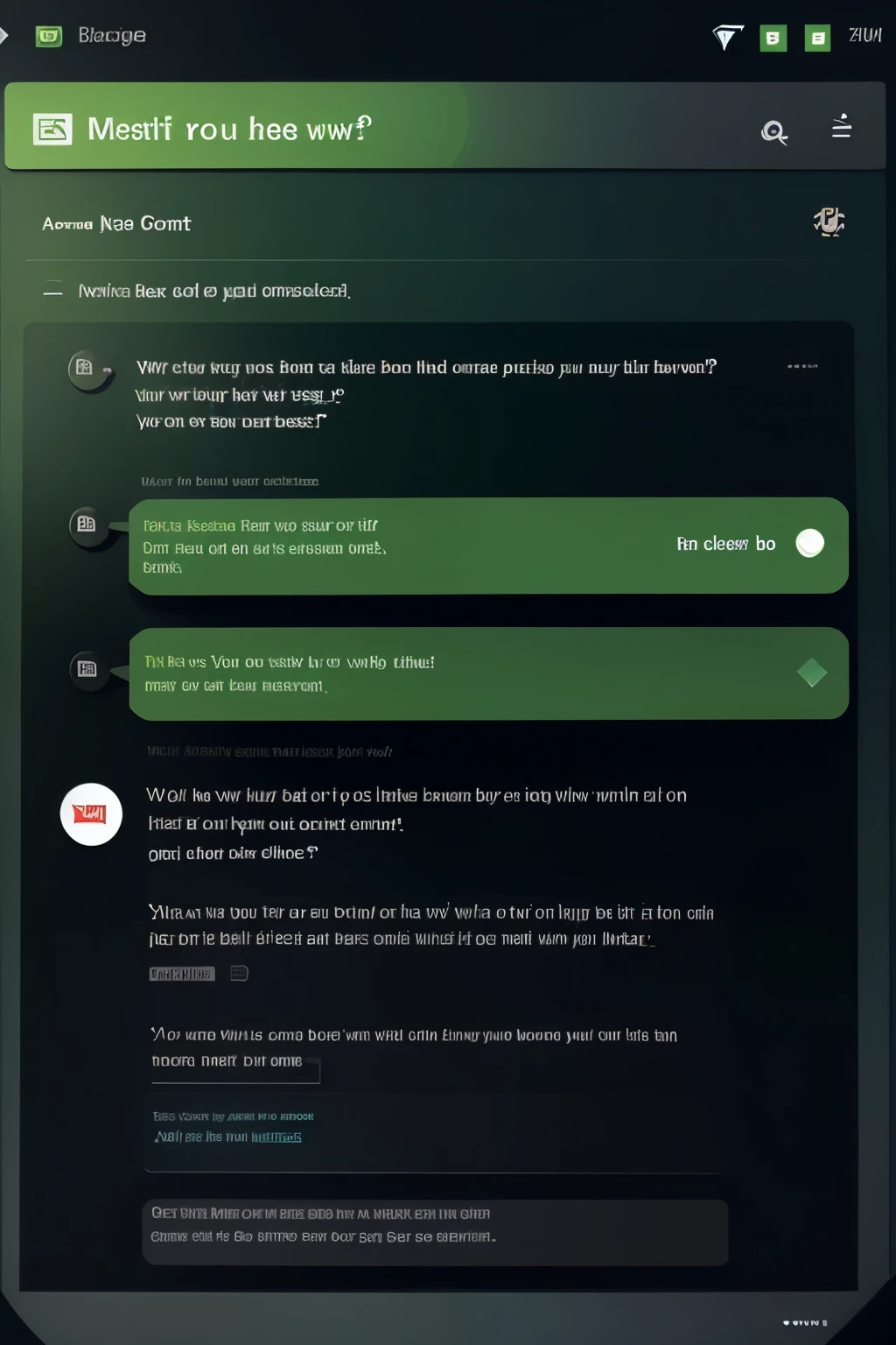 Create a chat background where you can see where the messages arrive, a button to close the window, a button to send the message, a place where you can see where the message is written and a green dot next to the word "Online"