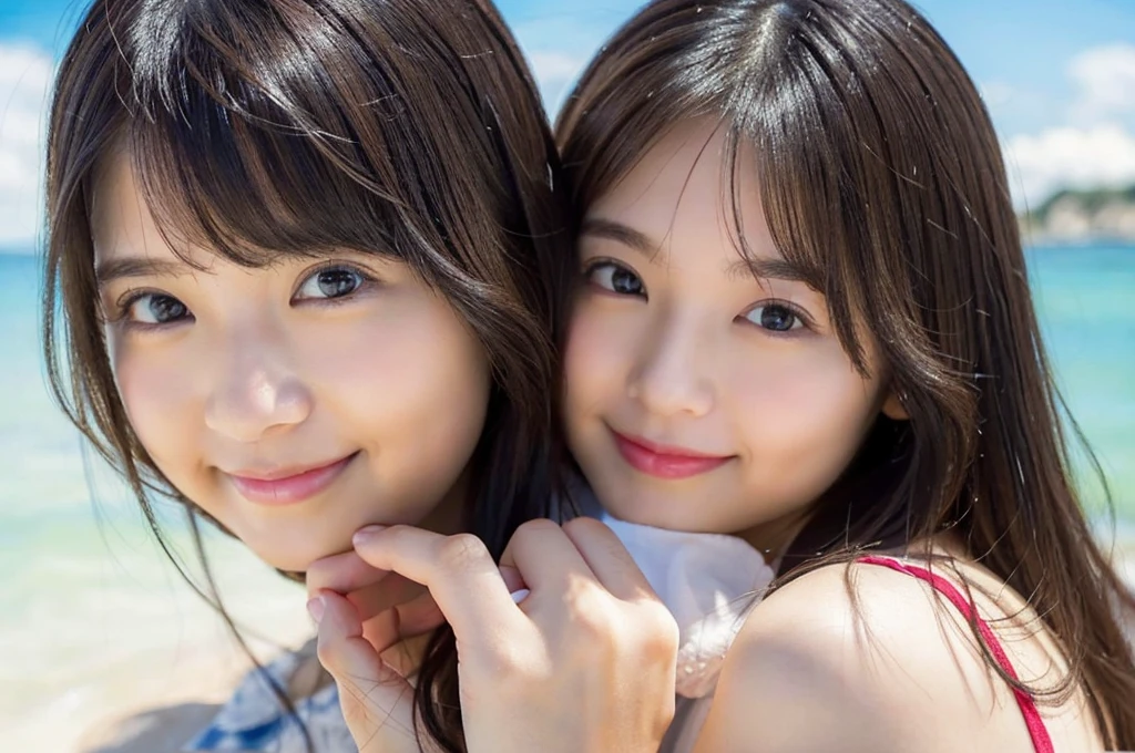 Yacht、Beach、17-year-old girl、smile、cute、、((No makeup))、(Realistic、Photorealistic、Ultra-detailed、Best detailed skin、Highest quality、masterpiece、超A high resolution)、Cute Japanese Woman、16 years old、High school girl、Young girl、1 girl、Has bangs、double eyelid、Drooling eyes、Big black eyes、attractive、purity、cute smile、Natural smile、Watch it here、realistic skin type、Fluffy hair、Red cheeks、The wind is blowing、illumination、The light is coming from behind、Medium Bob Cut、smile、smile
