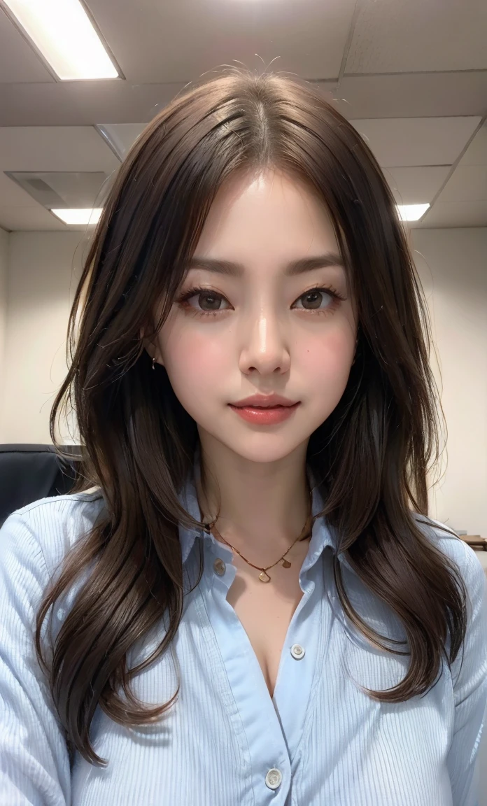 (Messy brunette hair), (Office worker), (President's office:1.3),(President's Secretary:1.3), (Huge breasts:1.2), (Cleavage), Glasses, (Office Dress:1.1), Mature Woman, Big Breasts, Beautiful Face, Professional Lighting, (Glowing Skin:0.9), high quality, (Seductive pose:1.2), Short Bob Hair, Black and blond hair, Delicate round large hoop earrings, Glassesをかけている, Perfect Hips, Beautiful long legs, High heels, She rubbed her breasts with both hands., (smile), Obscene, Put your hands behind your head