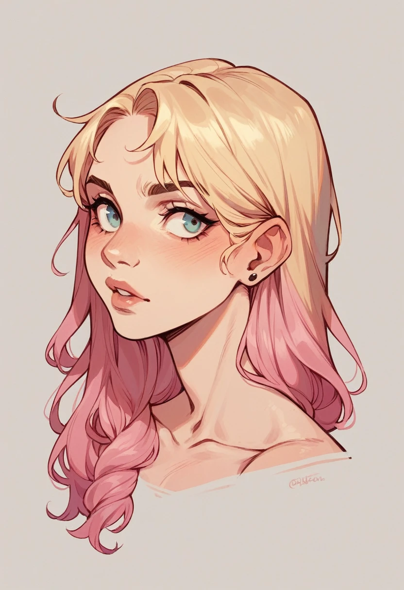 Blonde girl with pink locks