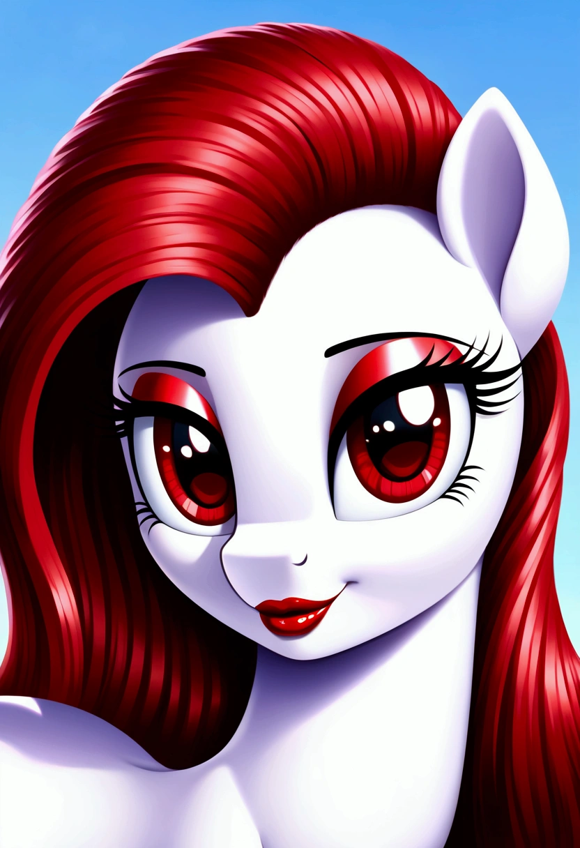 My little pony, long red hair, white body, red eyes, nature