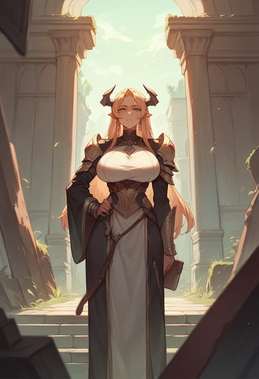  1 Girl, Solitary,  cleveage, Looking at the audience, Large Breasts, 
