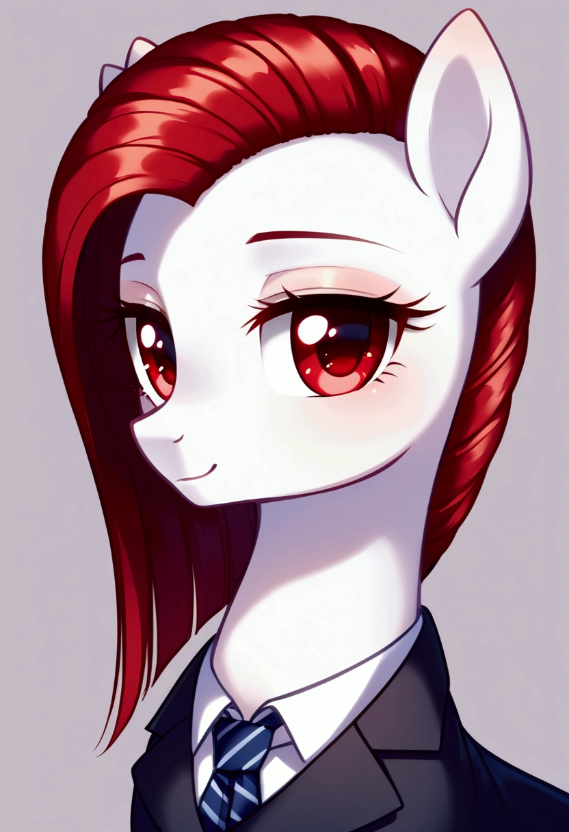 My little pony, long red hair, modest cut, white body, red eyes