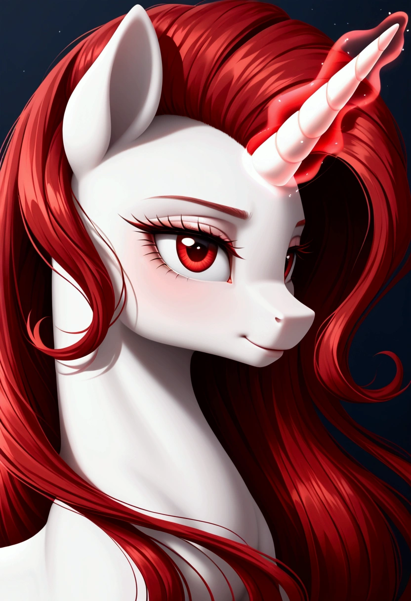 My little pony, long red hair, white body, red eyes