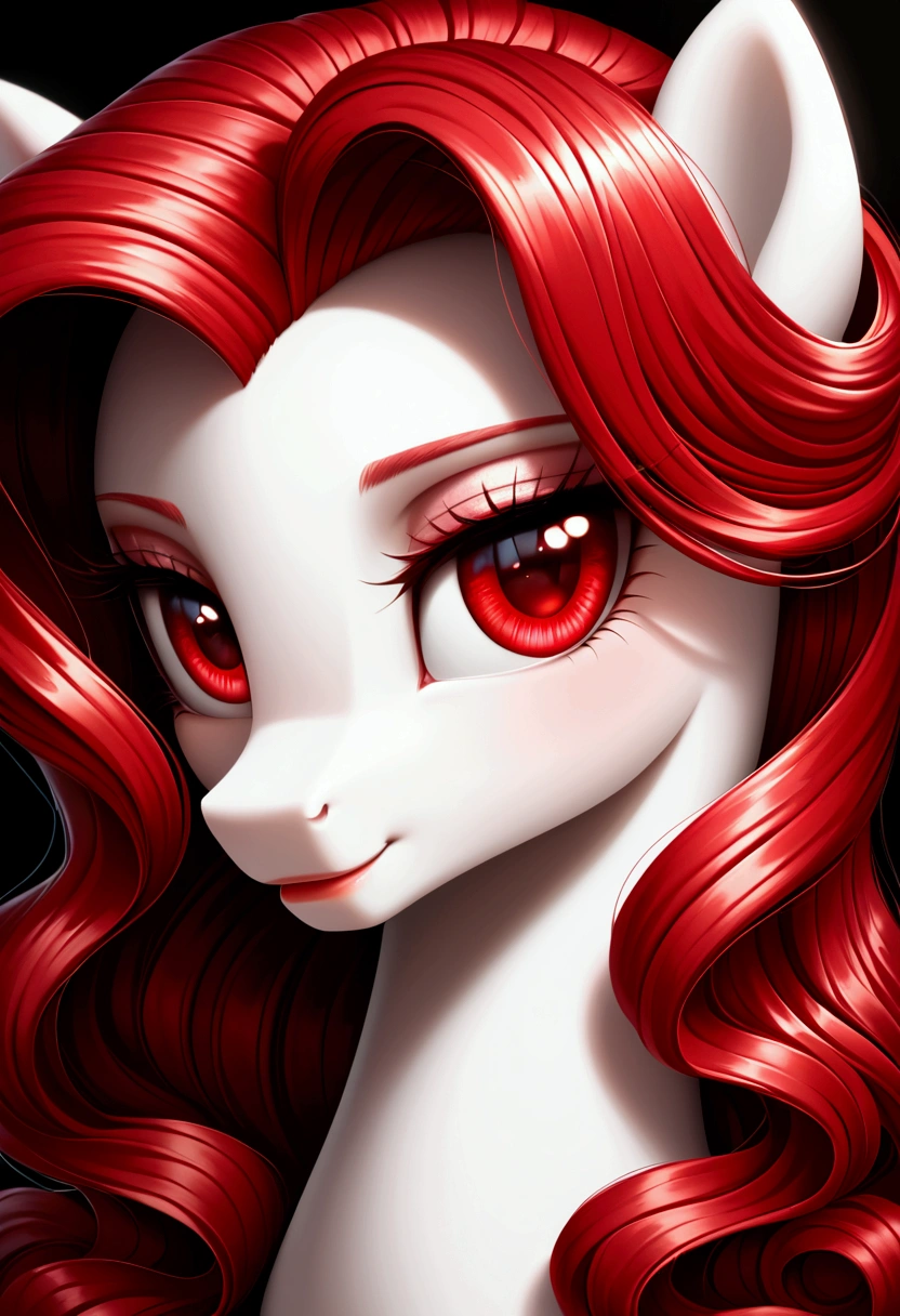 My little pony, long red hair, white body, red eyes
