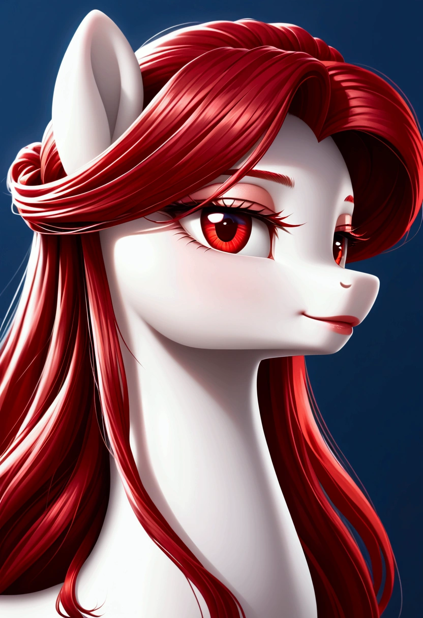 My little pony, long red hair, white body, red eyes