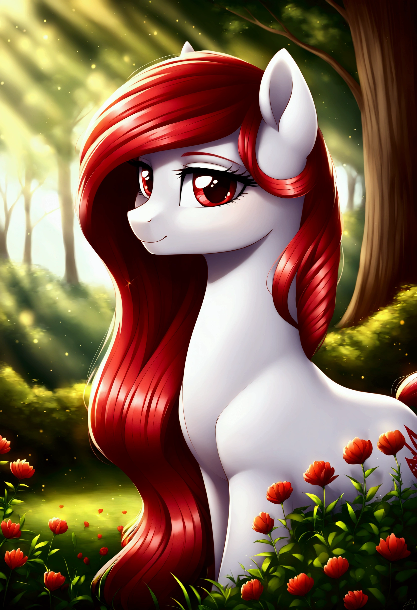 My little pony, long red hair, white body, red eyes