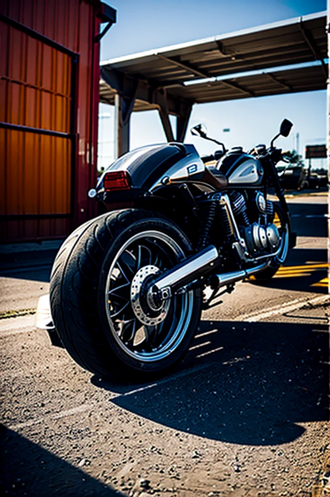 I WANT AN IMAGE OF A LEAD ORANGE AND WHITE CROSS MOTORCYCLE THAT IS STANDING ON A TIRE AND ITS PILOT