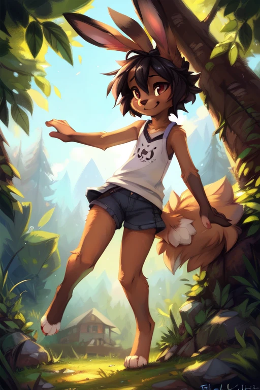 by kenket, by Zackary911, by hyattlen, by teranen, by fumiko, by Pixelsketcher, by Bayard Wu, by Einshelm, by Kilinah, by Hioshiru, by fluff-kevlar, by Dimwitdog, (((by blackkitten))), Furry, Anthro, solo, ((bunny)), ((female)), ((slender)), ((young)), ((fluffy tail)), innocent look, floppy ears, ears down, short hair, dynamic pose, small breasts, short bunny tail
