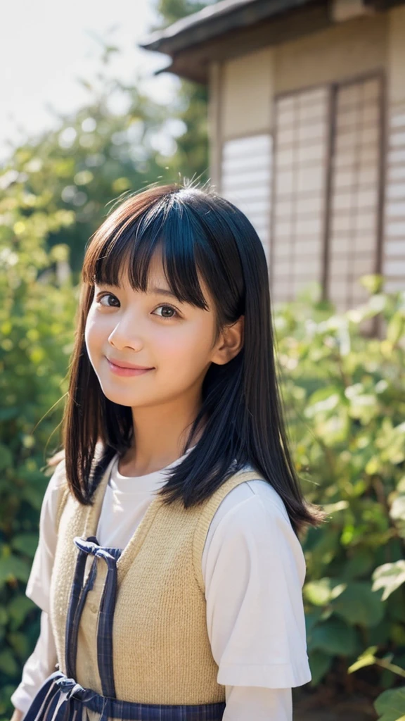 Drawn in a realistic style、A kind and gentle girl who is Nobita's classmate.、Generate an AI live-action image of Shizuka Nobi。 Long black hair braided at the back、Red running shirt and yellow shorts、Wearing white sneakers、Please generate an AI live-action image of Shizuka-chan around 。 Carrying a pink backpack、Studying at a desk、Please generate an AI live-action image of Shizuka-chan with a gentle smile.。 The setting for Doraemon、Nobita's room at home and school are set in the background.、Please generate an AI live-action image of Shizuka-chan。