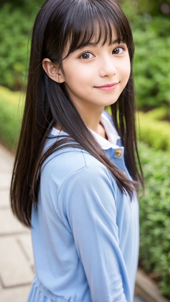 Drawn in a realistic style、A kind and gentle girl who is Nobita's classmate.、Generate an AI live-action image of Shizuka Nobi。 Long black hair braided at the back、Red running shirt and yellow shorts、Wearing white sneakers、Please generate an AI live-action image of Shizuka-chan around 10 years old。 Carrying a pink backpack、Studying at a desk、Please generate an AI live-action image of Shizuka-chan with a gentle smile.。 The setting for Doraemon、Nobita's room at home and school are set in the background.、Please generate an AI live-action image of Shizuka-chan。