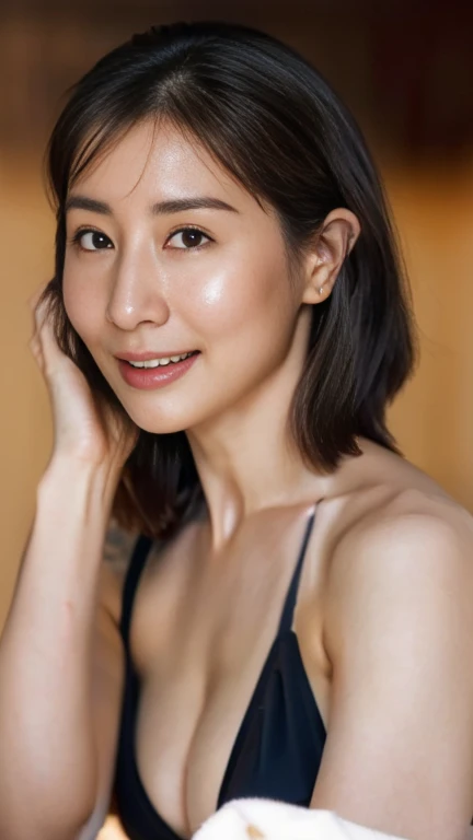 Cinema Lighting、(Key Light:Front 45 degree angle, Subsidy Light、Faint backlight、Shadow), Accurate human body、Knowledgeable person、Correct five-finger、RAW Photos、 4K - ultra-vivid、Highest quality, masterpiece, Ultra-high resolution, (reality: 1.4),(Spread your legs:1.4), (whole body:1.4), (Orgasm Facial:1.4), (Gold micro bikini with pubic hair:1.2), (Big Breasts:1.4), Beautiful woman with perfect figure, Highly detailed face and skin texture, Detailed eyes, double eyelid, Perfect facial balance, (Messy blonde short hair:1.33), Beautiful studio soft light, Rim Light, Sharp details, Ultra-realistic, Octane Rendering, Beautiful skin in every detail, Realistic Skin, (Very thin string), (audienceを表示する), (Beautiful hot spring in the morning:1.2)、Two Faces、To A、Upper body naked、Sex、tattoo、Erotic crotch、With pubic hair、Thick pubic hair、Muscular、Muscularなリアルな顔,Huge breasts, Realistic Skin触り,44 years old,alone,Muscular、bodybuilder、audience,Front view,In a dark gymnasium,Shiny and oily body,Squat,Raise your arms behind your head,bodybuilder,smile