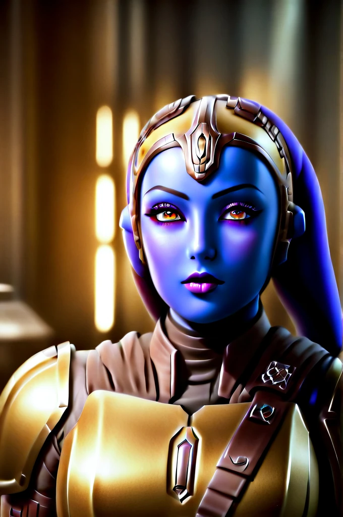 a ((female twi'lek ))mandalorian, beautiful detailed eyes, beautiful detailed lips, extremely detailed face, long eyelashes, mandalorian armor, sci-fi, cinematic lighting, dramatic, epic, intricate details, hyper-realistic, 8k, high-quality, photorealistic
