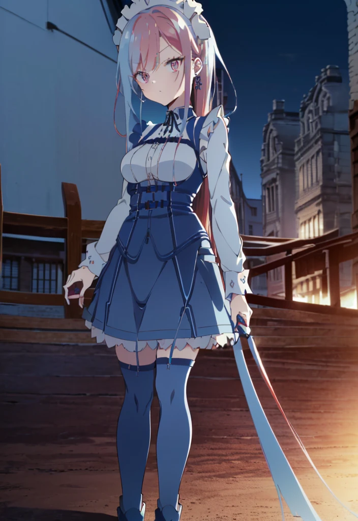 ((split-color hair , red hair , light blue hair)),[(cathedral background:1.4)::5],original,(illustration:1.1),(best quality),(masterpiece:1.1),(extremely detailed CG unity 8k wallpaper:1.1), (colorful:0.9),(mid shot:0.95),(full body:1.5),Dynamic angle,(solo:1.2), (girl),((adult)), (detailed beautiful eyes:1.15), (beautiful face:1.15), (glowing red eyes:1.25////),((medium hair)),((split-color hair , red hair , light blue hair)),(high twintails),(chignon),(+perfect hand+:1.21),(Draw an illustration of a gothic girl),(Religious),(slender),(is wearing boots on her feet),((is wearing white maid clothes)),(furious), Lace Off-shoulder lolita fashion,beautiful slender woman,high twintails,full body,mini skirt,((split-color hair , red hair , light blue hair)),((black long boots)),((mini skirt)),((adult)),((dynamic angle)),((split-color hair , red hair , light blue hair)),((split-color hair , red hair , light blue hair)),((black long boots)),((black long boots)),((split-color hair , red hair , light blue hair)),((split-color hair , red hair , light blue hair)),