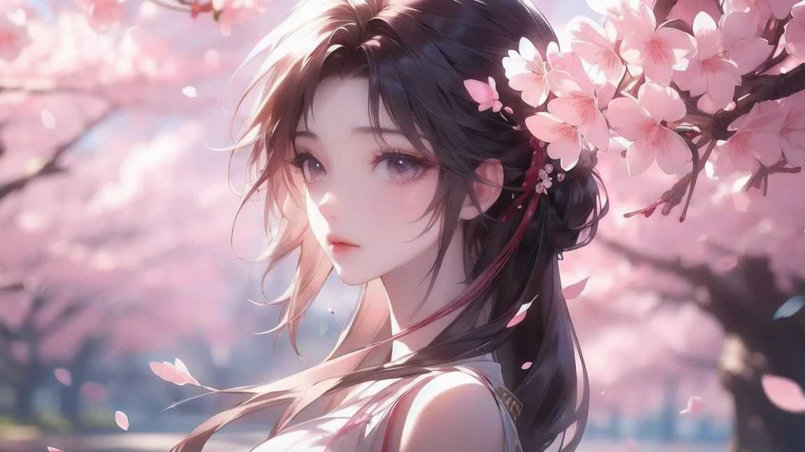 (masterpiece,ultra-detailed,best quality:1.5),(8K,CG,illustration:1.4),(perfect-composition,detailed beautiful face,Clean skin,photographical skin,shiny skin,shiny hair, photographical hair,ultra detailed eyes,shaved,uncensored,ultra detailed background:1.2),(petite girl:1),,cowboy shot S4kur4,see-through,cherry blossoms dress,sleeveless,cherry blossoms,spring