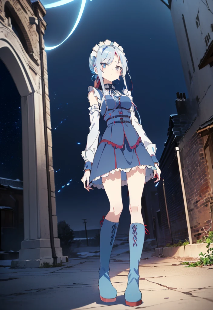 ((split-color hair , red hair , light blue hair)),[(cathedral background:1.4)::5],original,(illustration:1.1),(best quality),(masterpiece:1.1),(extremely detailed CG unity 8k wallpaper:1.1), (colorful:0.9),(mid shot:0.95),(full body:1.5),Dynamic angle,(solo:1.2), (girl),((adult)), (detailed beautiful eyes:1.15), (beautiful face:1.15), (glowing red eyes:1.25////),((medium hair)),((split-color hair , red hair , light blue hair)),(high twintails),(chignon),(+perfect hand+:1.21),(Draw an illustration of a gothic girl),(Religious),(slender),(is wearing boots on her feet),((is wearing white maid clothes)),(furious), Lace Off-shoulder lolita fashion,beautiful slender woman,high twintails,full body,mini skirt,((split-color hair , red hair , light blue hair)),((black long boots)),((mini skirt)),((adult)),((dynamic angle)),((split-color hair , red hair , light blue hair)),((split-color hair , red hair , light blue hair)),((black long boots)),((black long boots)),((split-color hair , red hair , light blue hair)),((split-color hair , red hair , light blue hair)),