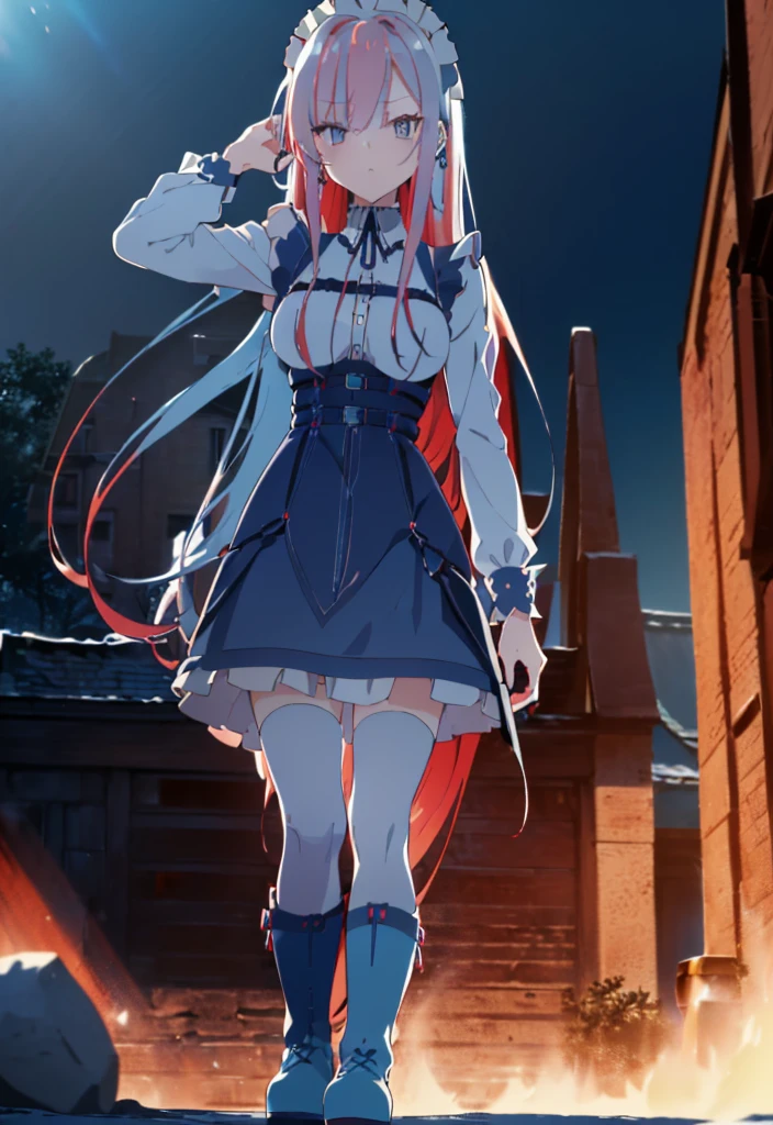 ((split-color hair , red hair , light blue hair)),[(cathedral background:1.4)::5],original,(illustration:1.1),(best quality),(masterpiece:1.1),(extremely detailed CG unity 8k wallpaper:1.1), (colorful:0.9),(mid shot:0.95),(full body:1.5),Dynamic angle,(solo:1.2), (girl),((adult)), (detailed beautiful eyes:1.15), (beautiful face:1.15), (glowing red eyes:1.25////),((medium hair)),((split-color hair , red hair , light blue hair)),(high twintails),(chignon),(+perfect hand+:1.21),(Draw an illustration of a gothic girl),(Religious),(slender),(is wearing boots on her feet),((is wearing white maid clothes)),(furious), Lace Off-shoulder ta fashion,beautiful slender woman,high twintails,full body,mini skirt,((split-color hair , red hair , light blue hair)),((black long boots)),((mini skirt)),((adult)),((dynamic angle)),((split-color hair , red hair , light blue hair)),((split-color hair , red hair , light blue hair)),((black long boots)),((black long boots)),((split-color hair , red hair , light blue hair)),((split-color hair , red hair , light blue hair)),