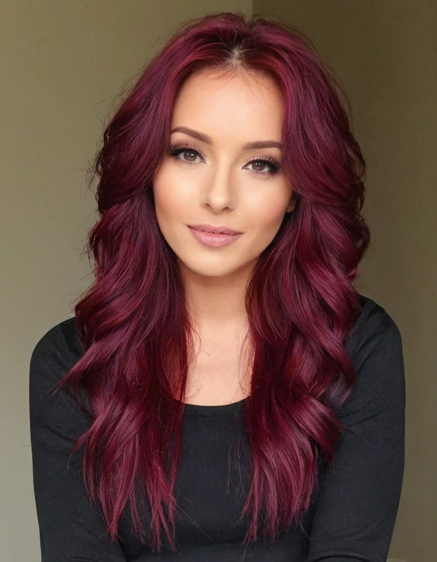 younger, maroon hair 