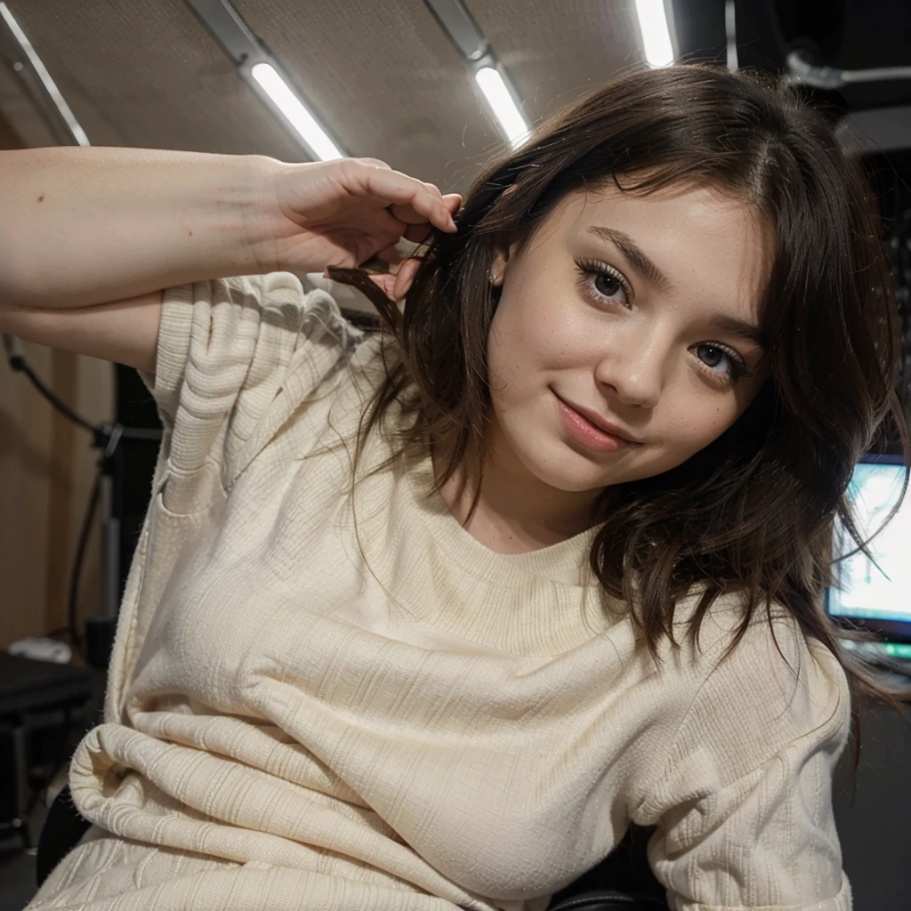 raise a young woman ,doing live in the youtube studio