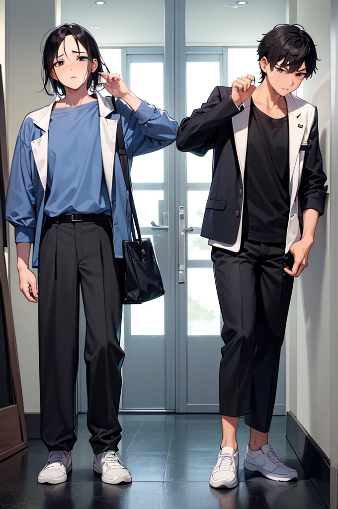 Japanese student style,,cool,,,A refreshing, athletic man,Still a virgin,,,boy,,,boys,,,With a confused look,,,,,why!?why!?,,Myの男が盗られた,(Sudden castration in everyday life:1.3),(Complete castration:1.3),A major failure in becoming an adult male,,Castrated male,,,Male end,,Super manly is slowly declining,,Sexual sensitivity rises sharply,,Body modification,Absurd,,Tall,The male protagonist,My,Spiked Hair,charm,Slim figure,19.9 years old,,Smooth,Skin texture,Functional beauty,shine,Breeze,A speck of dust,Natural light,face,hand,eye,blush,tears,,,Saliva,,,Accuracy,,Ultra correct,Biological,Excellent detailed anatomy,4K,8k,Highest quality,Male Focus,,Depth of written boundary,Character Portrait,Black Hair,Punctuality,Boy-centered,A boy who is popular with girls,