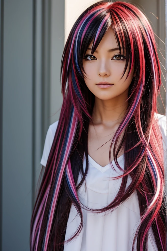 Create an image of anime characters with streaked hair