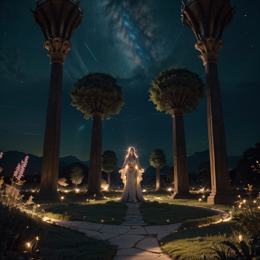 On the planet of Astravora, vast plains of shimmering crystals stretch as far as the eye can see, reflecting the light of twin suns. Towering, bioluminescent mushrooms provide shelter and nourishment to the flora and fauna that thrive in the twilight. The skies are painted in hues of purple and gold, with ethereal clouds drifting lazily by. Floating islands covered in luminescent vines hover above the landscape, each hosting unique ecosystems. Majestic phoenixes with feathers of fire soar gracefully, their calls echoing like music. Rivers of liquid light weave through the plains, guiding the way to ancient cities carved into the crystal mountains. The inhabitants, known as the Luminaris, are beings of light and energy, capable of communicating through thought and emotion. Their architecture seamlessly blends with the natural beauty of Astravora, featuring flowing designs and radiant materials. Advanced technology coexists harmoniously with the environment, harnessing the planet’s natural energy for sustainable living. In Astravora, the pursuit of knowledge and enlightenment shapes the way of life, fostering a culture of peace and unity.