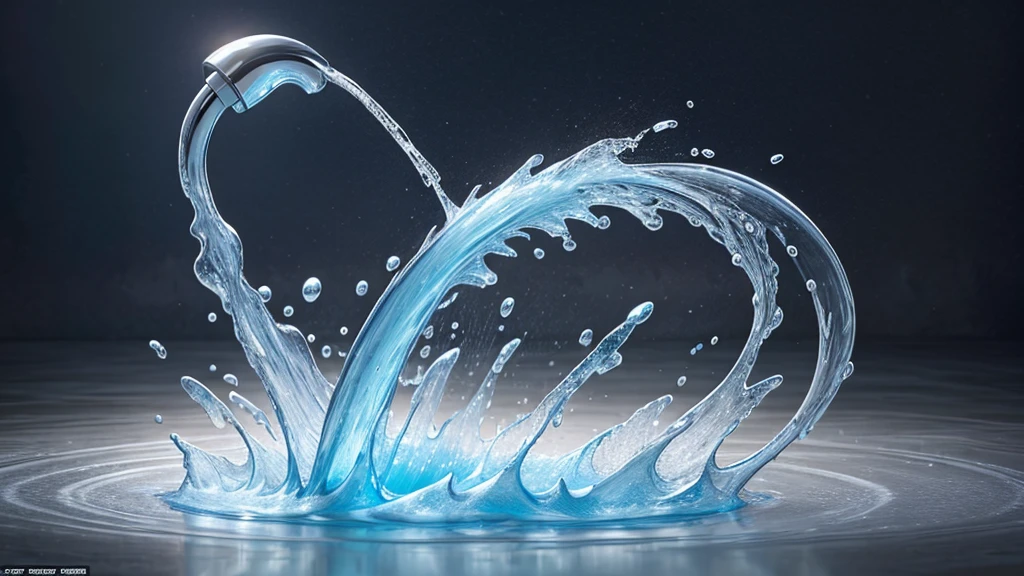 a hyper detailed photorealistic extreme close-up of a faucet,water form is a body of woman,her fluid form twirling gracefully