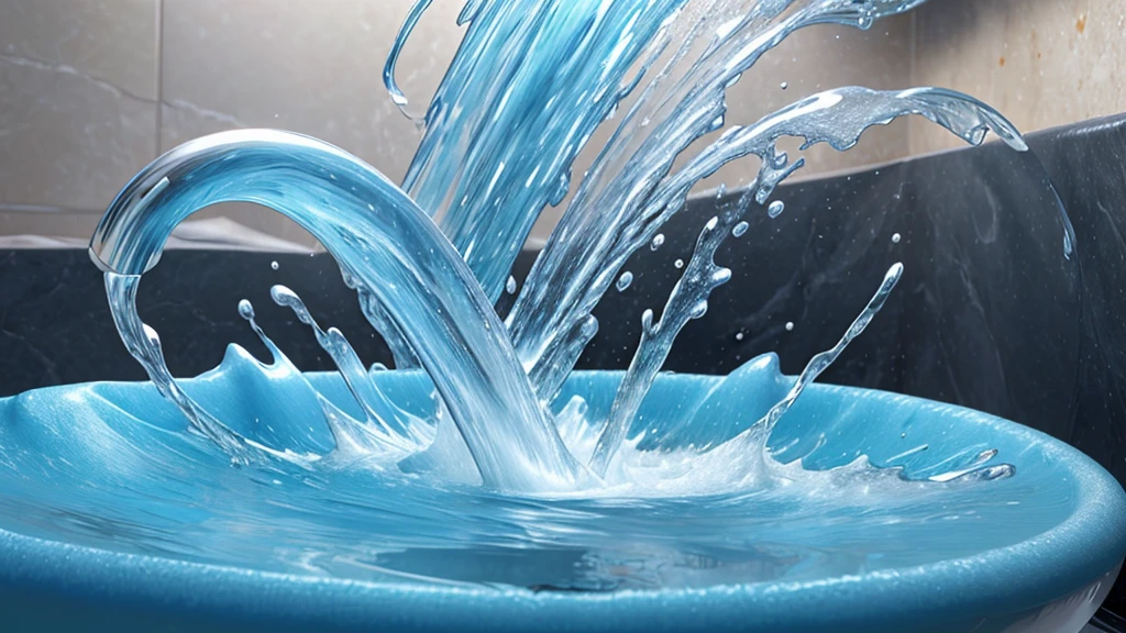 a hyper detailed photorealistic extreme close-up of a faucet,water form is a body of woman,her fluid form twirling gracefully