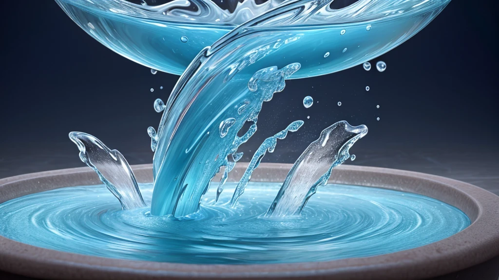 a hyper detailed photorealistic extreme close-up of a faucet,water form is a body of woman,her fluid form twirling gracefully