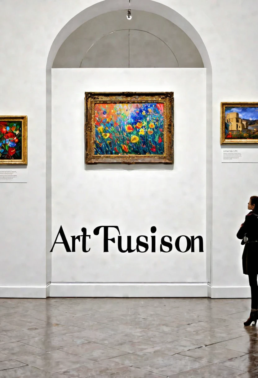 beauty, in a museum, text "ArtFusion"