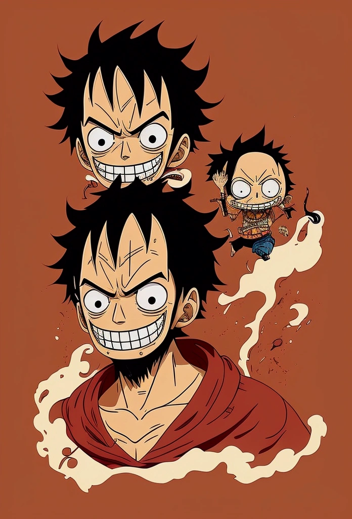 Design a gripping  featuring Luffy from "One Piece" in a fit of rage. 
, simple background, tshirt design 
