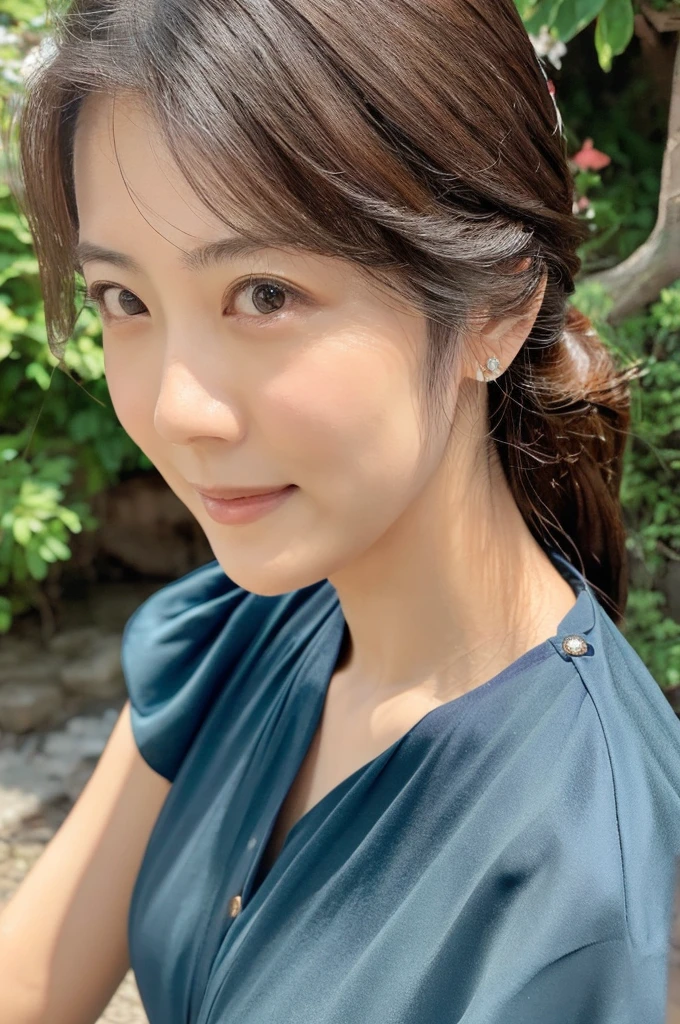 ((Highest quality)), ((masterpiece)), (detailed),Perfect Face,Japanese,Landscape Mature Woman,Upper Body